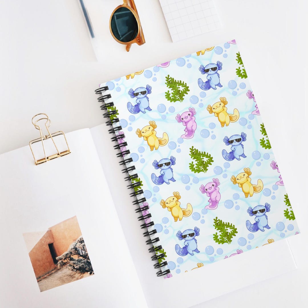 Colorful Axolotl Pattern Spiral Notebook | Ruled Journal - Etsy