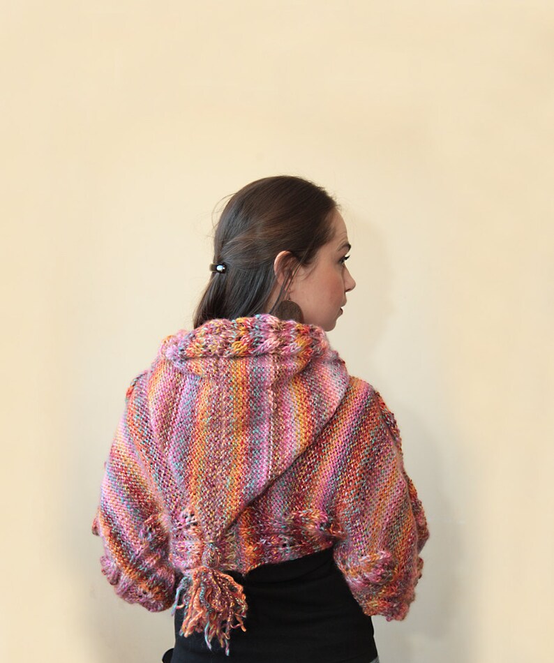 Hooded Motley Shrug Shrug With Hood Hand Knit by Solandia Etsy