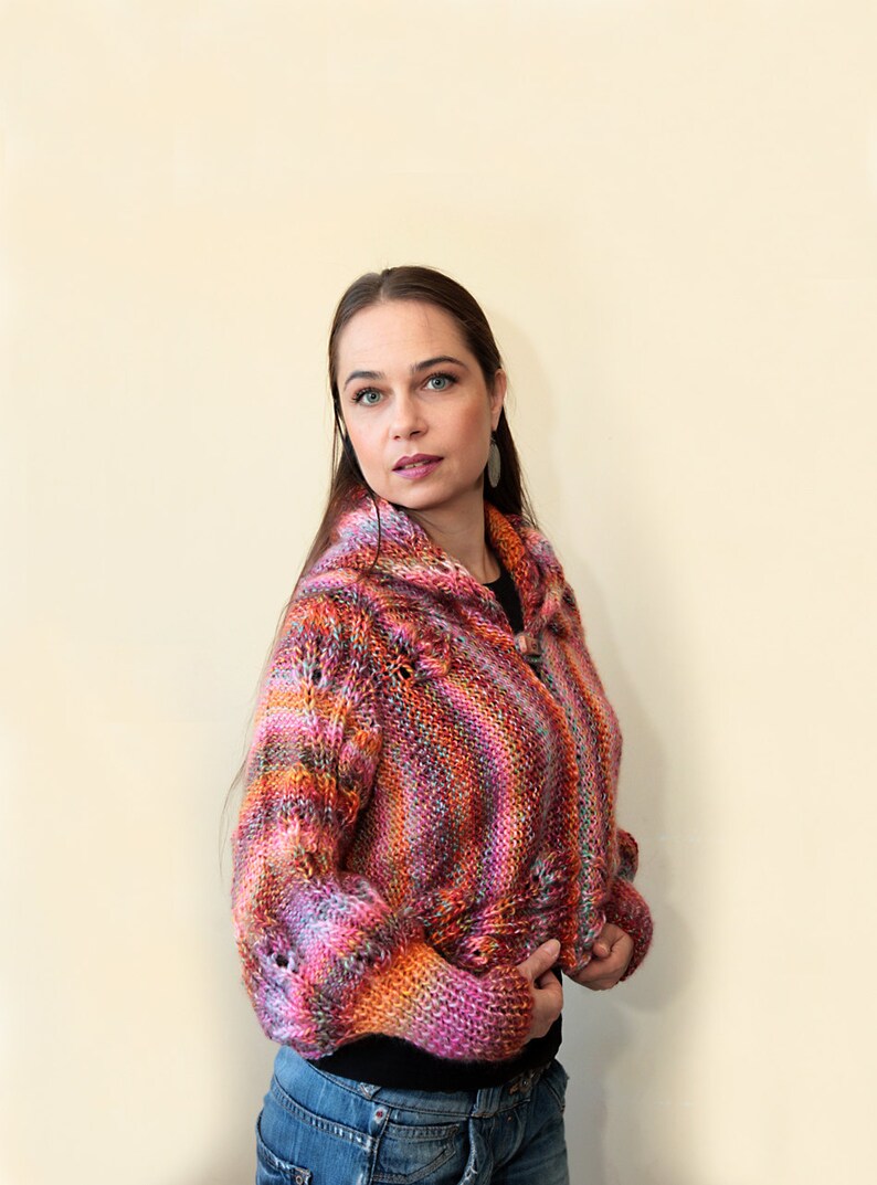 Hooded Motley Shrug Shrug With Hood Hand Knit by Solandia Etsy