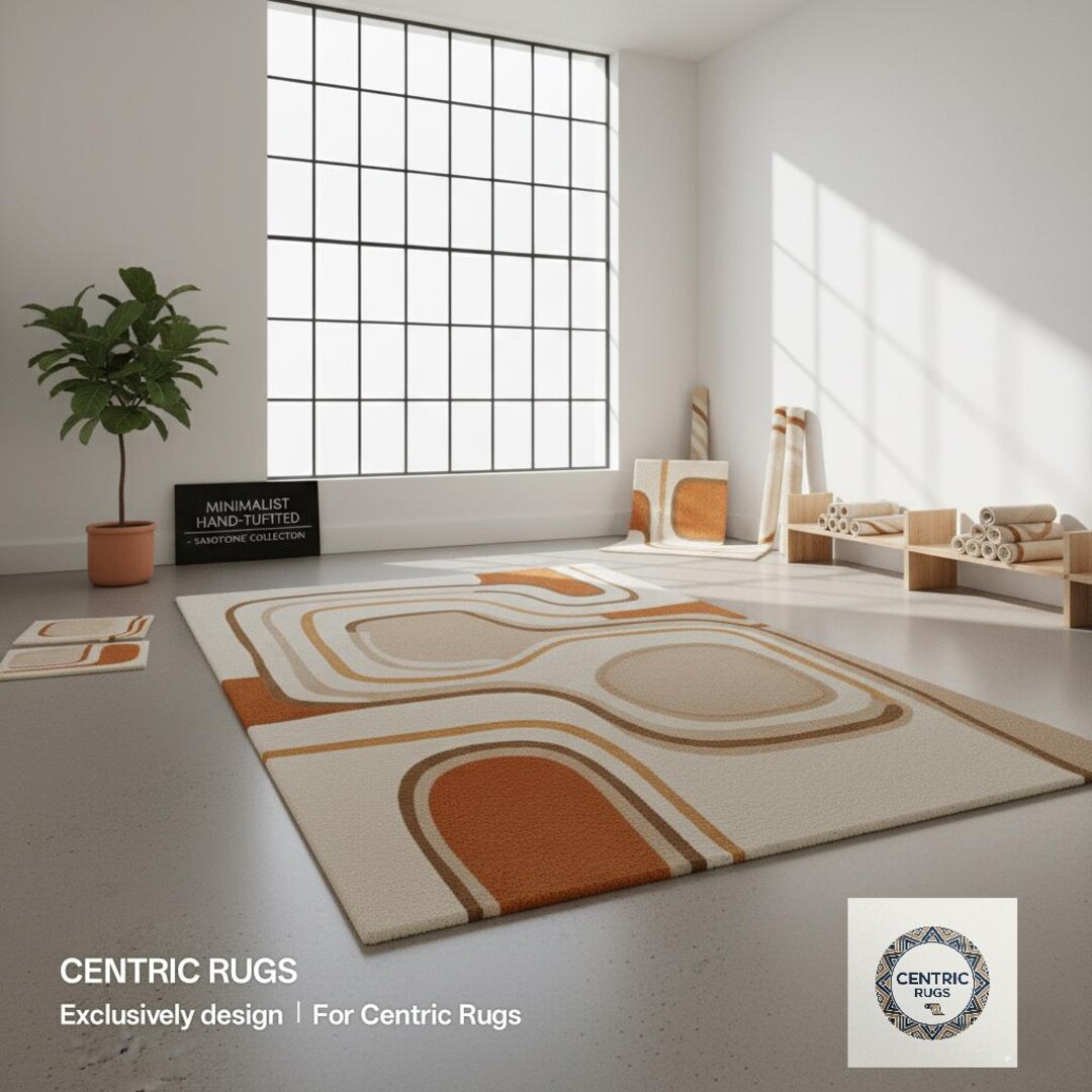 Minimalist Rug Pattern Abstract Minimalistic Hand-tufted Rug | Calm Decent Contemporary Design ...