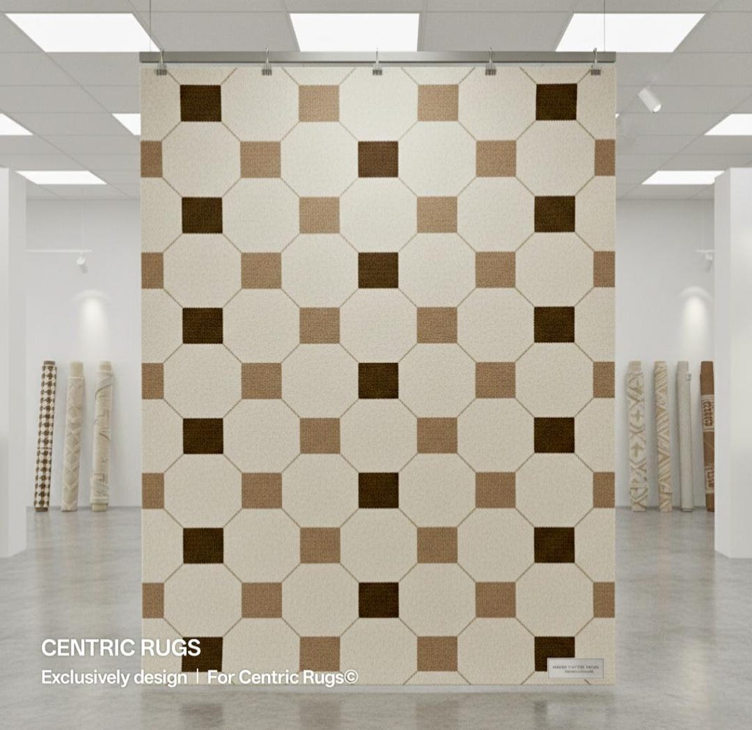 Wavy Checker Pattern Rug Modern Geometric Checker Pattern Handtufted Wool Rug | Modern Luxury ...