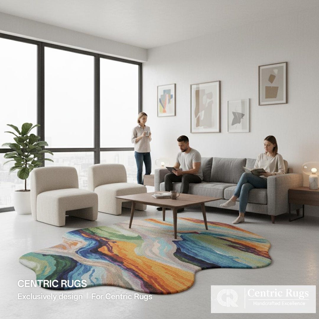 Vibrant Abstract Uneven RIVER FLOW Hand-tufted Area Rug | Contemporary ...