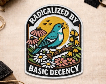Radicalized By Basic Decency Patch, Feminist Activist Human Rights Resistance Liberal Political Embroidered Patch for Jacket Clothes Gift