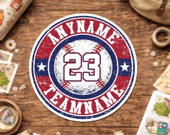 Custom Baseball Bat Knob Sticker, Personalized Baseball Softball Player Team Name Number Waterproof Sticker for Water Bottle Laptop Gift