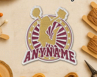 Custom Cheer Name Patch, Personalized School Sport Vintage Cheerleader Name Embroidered Patches Badge for Jacket Backpack Hat Shirt