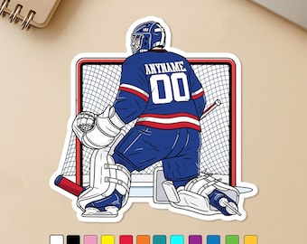 Custom Ice Hockey Winter Sports Sticker, Personalized Hockey Goalie Player Name & Number Decal Vinyl Decal, Sports Team Gifts Team, Coach