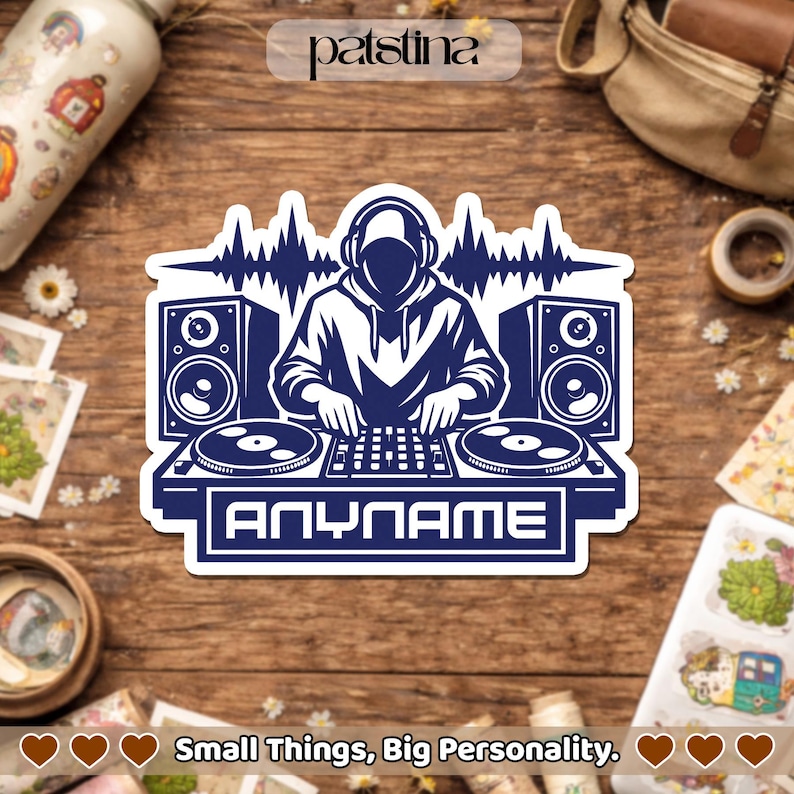 Custom DJ Name Sticker, Personalized DJ Player Name Music Lover ...