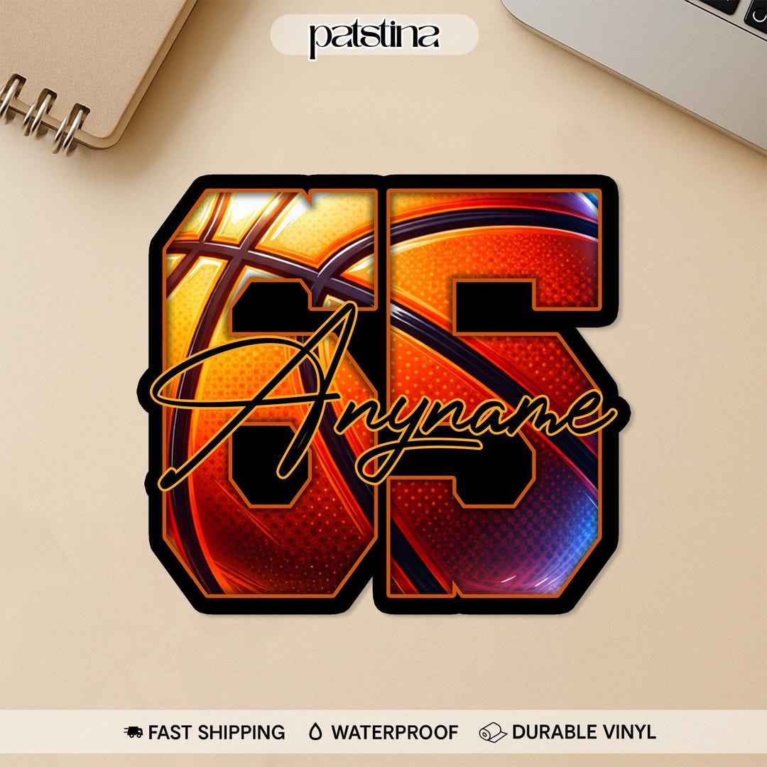 Custom Basketball Name Sticker, Personalized Basketball Player Number ...