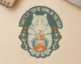 Funny Frog Sticker, That's It You're Going in the Soup Meme, Weirdcore Frog Decal, Trending Aesthetic Sticker for Laptop Water Bottle Gift