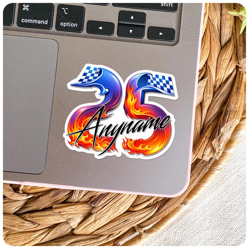 Custom Racing Number Sticker, Personalized Racer Name Cool Fire Number ...