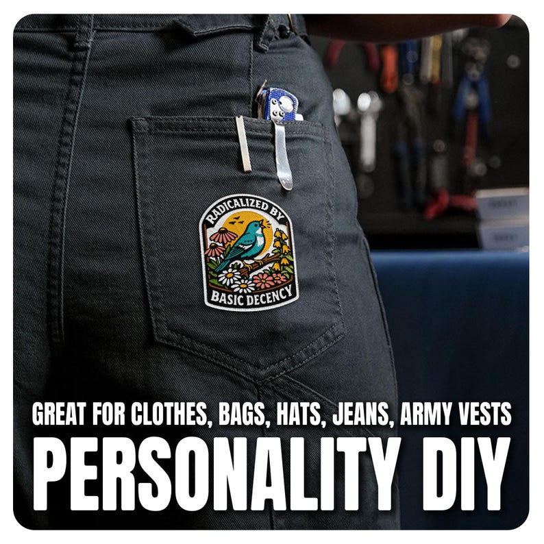 Radicalized By Basic Decency Patch, Feminist Activist Human Rights Resistance Liberal Political Embroidered Patch for Jacket Clothes Gift image 6