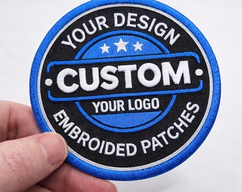 Custom Embroidered Patch Personalized Logo Patch Iron On, Sew On, Hook & Loop Velcro Badge for Hats Jackets Backpacks Uniform Apparel