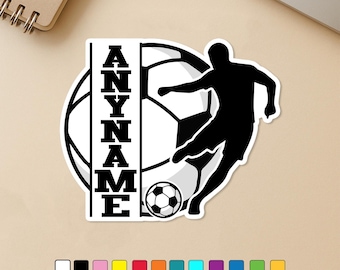 Custom Soccer Sports Sticker, Personalized Player Name Number Waterproof Die cut Decal Vinyl Stickers for Laptop, Tumbler Gifts Team, Coach