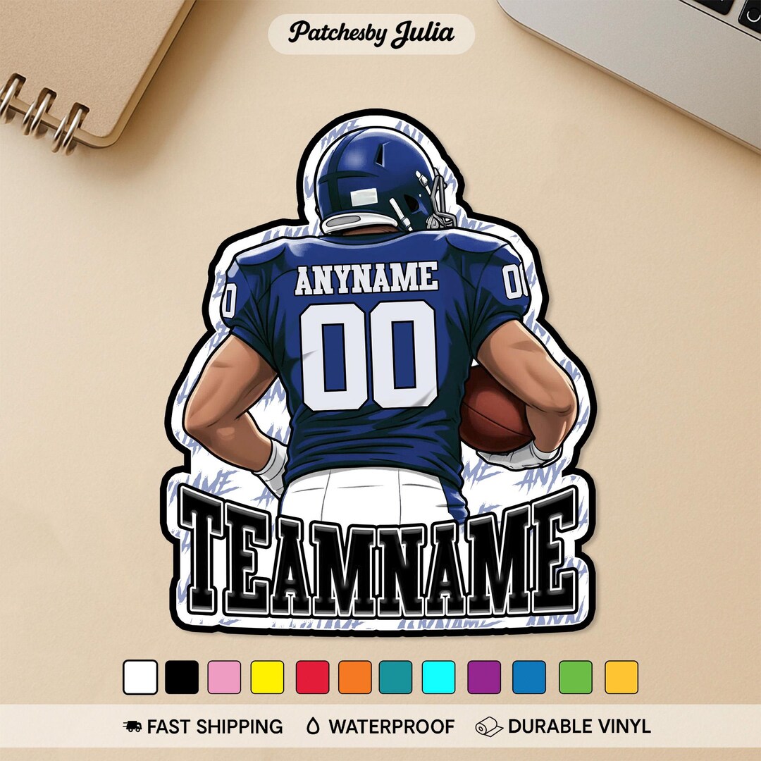 Custom Football Player Sticker, Personalized Football Sport Player Name ...