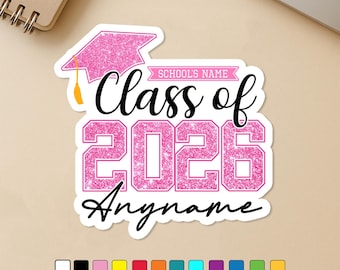 Custom Senior Class Of 2026 Sticker, Personalized School Name High School College Stickers Decal Vinyl Sports Team Gift Kids, Child