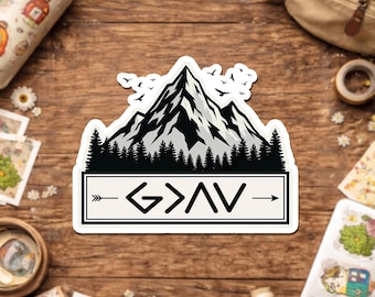 God Is Greater Than The Highs And Lows Sticker, Jesus Lover Christian Faith Mountain Religious Stickers Decal for Laptop, Water Bottle, Gift