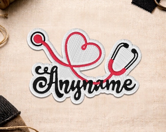 Custom Nurse Stethoscope Name Patch, Personalized Nurse Nursing Student Rn LPN CNA NP Medical Assistant Healthcare Patch for Jacket Gift