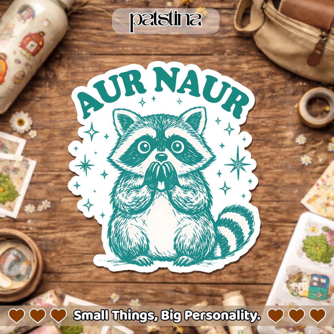 Aur Naur Sticker, Aussie Accent Funny Australian Funny Raccoon Retro ...