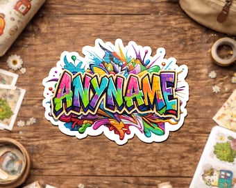 Custom Graffiti Name  Sticker, Personalized Graffiti Street Art Style Cool Names Die Cut Stickers for Water Bottle Laptop Helmet Gift