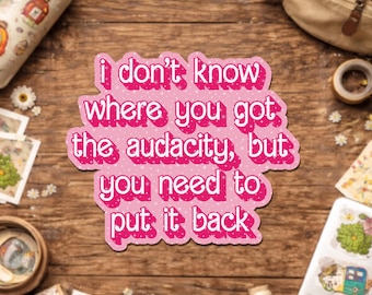 I Don't Know Where You Got the Audacity Sticker, Funny Sarcastic Anxiety Sarcasm Quote Waterproof Sticker for Laptop Water Bottle Gift