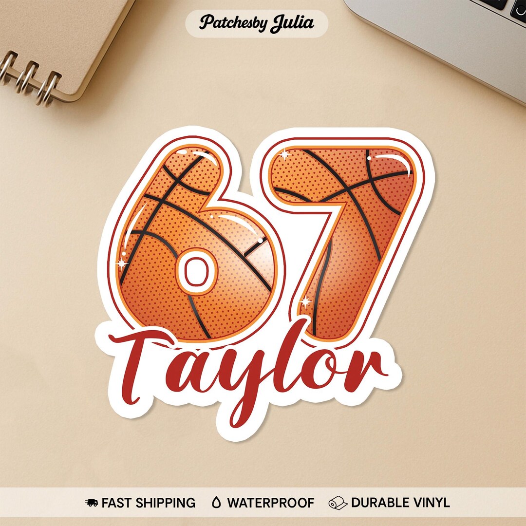 Custom Basketball Name Sticker, Personalized Dripping Basketball Number ...