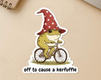 Off To Cause A Kerfuffle Sticker, Funny Cute Magical Frog Witchy Autism Sarcastic Stickers Die Cut for Water Bottle, Laptop, Tumbler