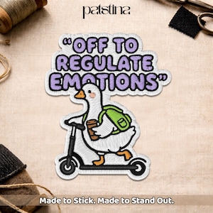 Off To Regulate Emotions Patch, Funny Duck Social Worker Sel Teacher School Therapist Counselor Embroidered Patch for Jacket Hat Shirt Gift