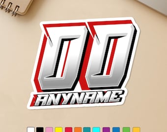 Custom Racing Sticker,  Personalized Racing Number & Name Motocross Dirt Bike Cars Decal Vinyl Decal Sticker, Sports Team Gifts Team, Coach