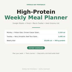 High-protein Weekly Meal Planner – Macro Tracker, Auto Grocery List ...