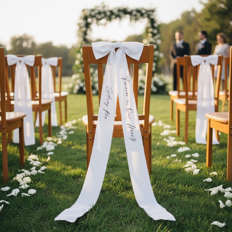 In Memory Chair Loving Memory Wedding Sign, Personalized Memorial Chair Seating Ribbon ...