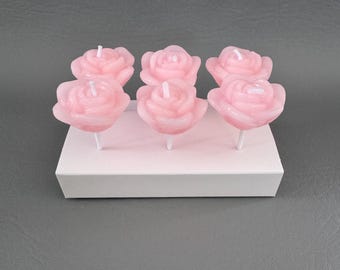Juego de 6 velas de cumpleaños de color rosa