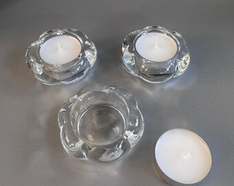 Set of 3 Clear Flower Tealight Holder