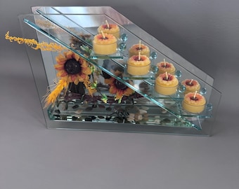 Mirror Sunflower Tealight Candle Holder