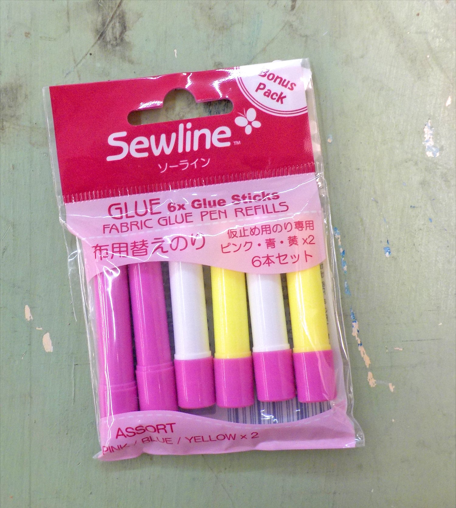 Sewline Fabric Glue Pen Refillspink/blue/yellow Pack of 6 Glue