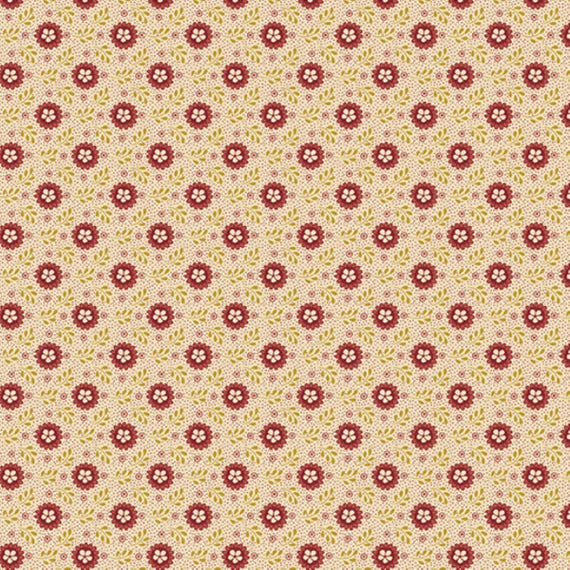 Christmas at Home...16721M-20 Tiny Daisy...Red Natural...April Cornell...Benartex