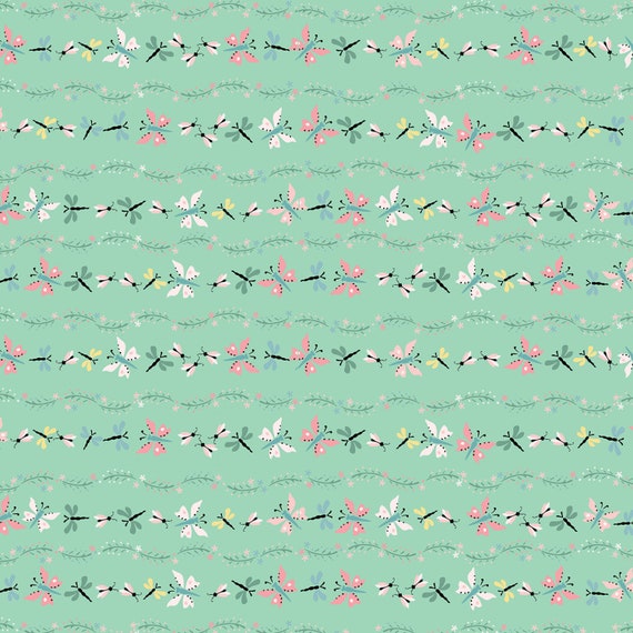 Finding Wonder Green Bugs & Butterflies FW24206 by Sheri McCulley for Poppie Cotton