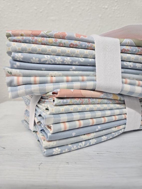 Handmade Sweetness...HALF Yard bundle...Sky & Powder Blue...Heather Briggs of My Sew Quilty Life...Moda Fabrics...8 prints