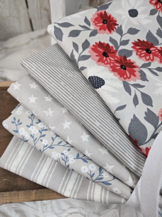 Old Glory...HALF Yard Bundle...Lella Boutique...Moda Fabrics...patriotic, Americana...5 prints