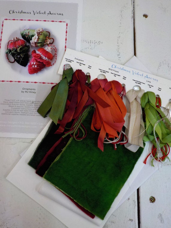 Christmas Velvet Acorns by MJ Hiney...the Ribbon Muse...complete kit with instructions