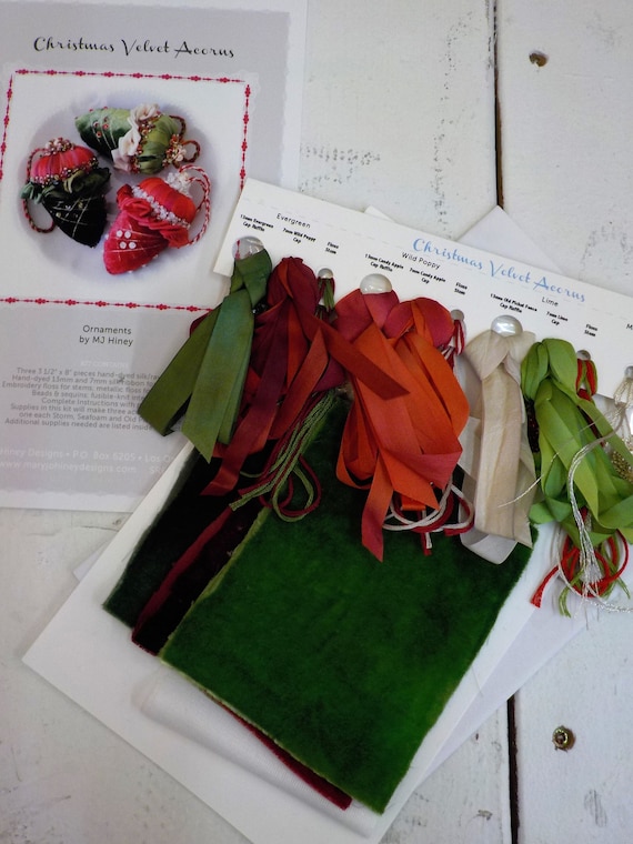 Christmas Velvet Acorns by MJ Hiney...the Ribbon Muse...complete kit with instructions