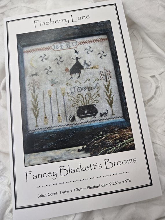 Fancey Blackett's Brooms...Pineberry Lane...cross stitch chart...Halloween