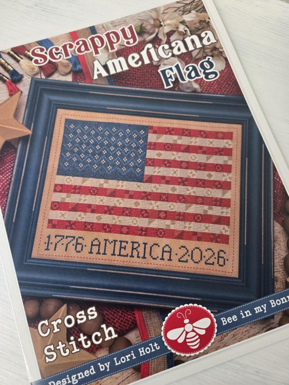 Scrappy Americana Flag...Cross Stitch...Lori Holt...Bee in My Bonnet...It's Sew Emma
