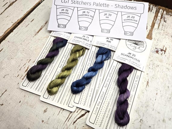 Cottage Garden Threads...Shadows...Stitchers palette...hand dyed thread...Australian...4 colors