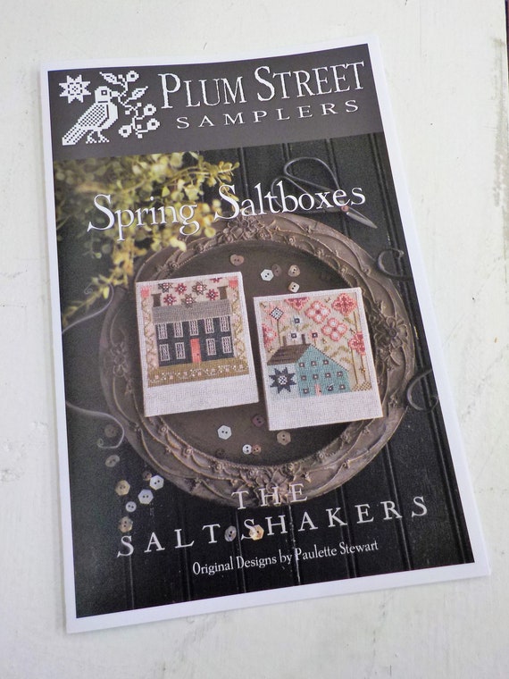 Spring Saltboxes, The Salt Shakers by Plum Street Samplers...cross stitch pattern, spring cross stitch, easter cross stitch, rabbit