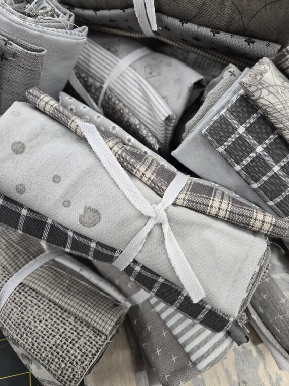 Grey Treat...fat 8th bundle...8 prints/wovens
