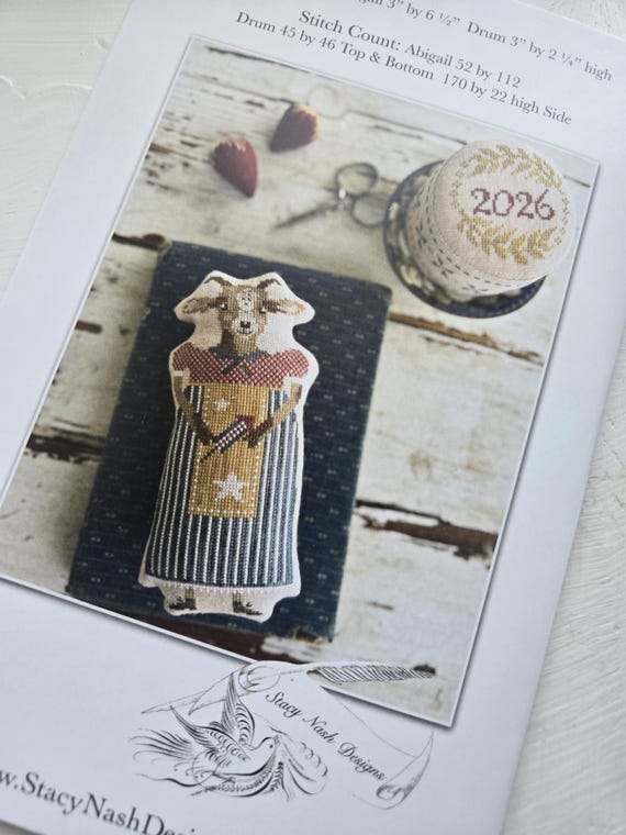 Abigail...Animal Crackers Series...Stacy Nash Primitives...cross stitch chart...Americana