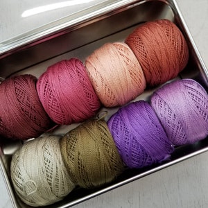 Bourbon Street thread box...featuring 8 DMC perle cotton balls...no 8