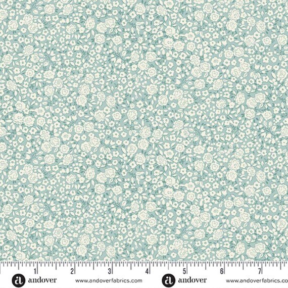 Petite Fleur...MU-182-T...Blossom Teal...Makower UK