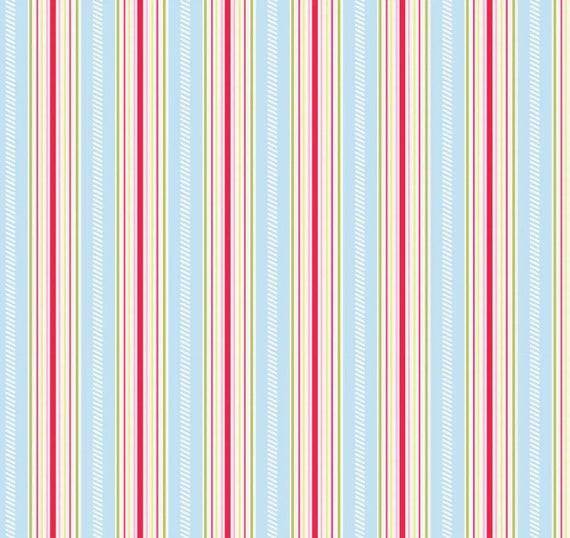 Posie TW10 blue by Tanya Whelan...cottage style print, blue stripe
