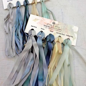 Geranium ribbon setGibb & Hiney, hand-dyed silk ribbon, 5 colors, 2  widths